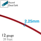 The Beadsmith 12-Gauge Anodized Aluminum Wire for Jewelry Making, Metal Wire for Wrapping (Red)