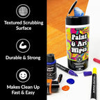 Paint and Art Wipes, Heavy-Duty Cleaner for Paint, Epoxy, Glue, Latex & Acrylic Stains, 1 Pack (50 Wipes), Safe for Hands, Brushes, Plastic, Metal, Wood & Floors