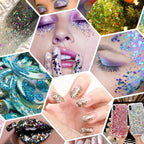 Holographic Chunky Glitter, 160G/5.64OZ, Mixed Fine & Chunky for Epoxy Resin, Iridescent for Crafts Tumblers, Halloween/Christmas Festival Painting Decor (Pearl White)