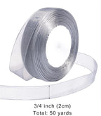 Ribbon for Gift Wrapping 3/4 inch Grey Sheer Organza Ribbon for Flower Bouquet Tulle Thin Chiffon Ribbons for Wedding Invitations Christmas Halloween Presents Decorations Crafts 50 Yards