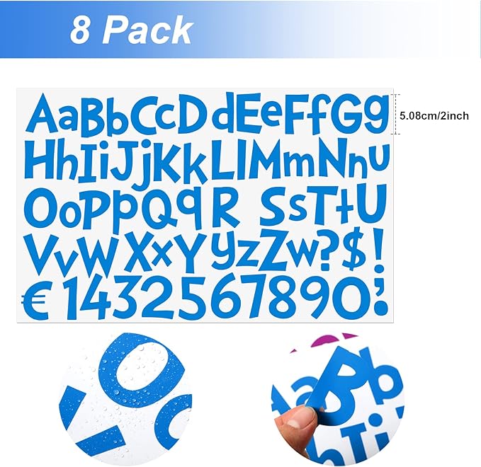 TaoBary 544 Pcs 2 Inch 16 Sheets Large Letter Stickers, Upper and Lower Case, Adhesive Vinyl Alphabet Sticker for Bulletin Board, Poster, Bottle, DIY, Notebook(Colorful,2 Inch)
