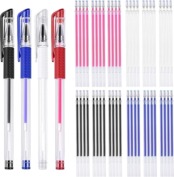 JANYUN 4 Pieces Heat Erasable Pens for Fabric with 12 Refills Fabric Marking Pens Fabric Markers for Quilting Sewing DIY Dressmaking Fabrics Tailors Chalk