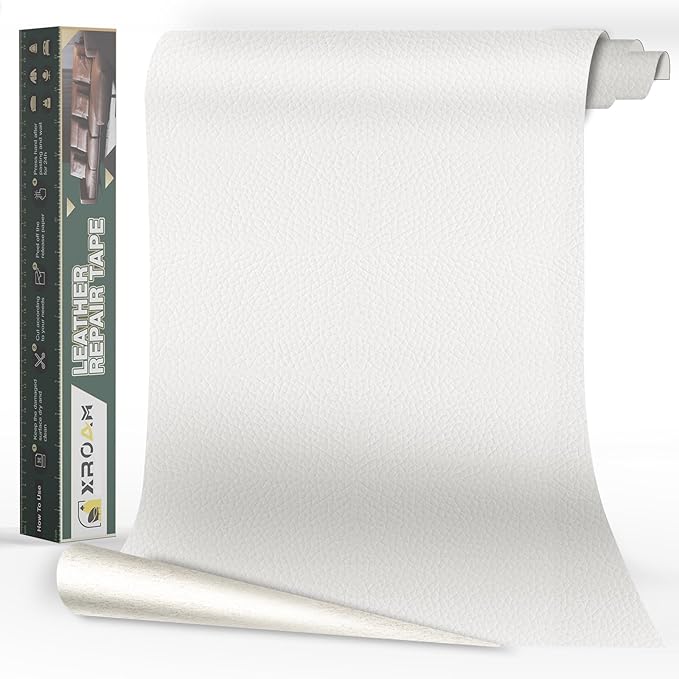Leather Repair Tape, 23.6x79 inch Leather Patches for Furniture, Self Adhesive Leather Repair Patch for Sofas, Couches, Leather Covers, Seats, Chairs, Vinyl Repair Tape White