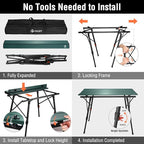 VILLEY Portable Camping Table with Adjustable Legs, Lightweight Aluminum Folding Beach Table with Carrying Bag for Outdoor Cooking, Picnic, Beach, Backyards, BBQ and Party