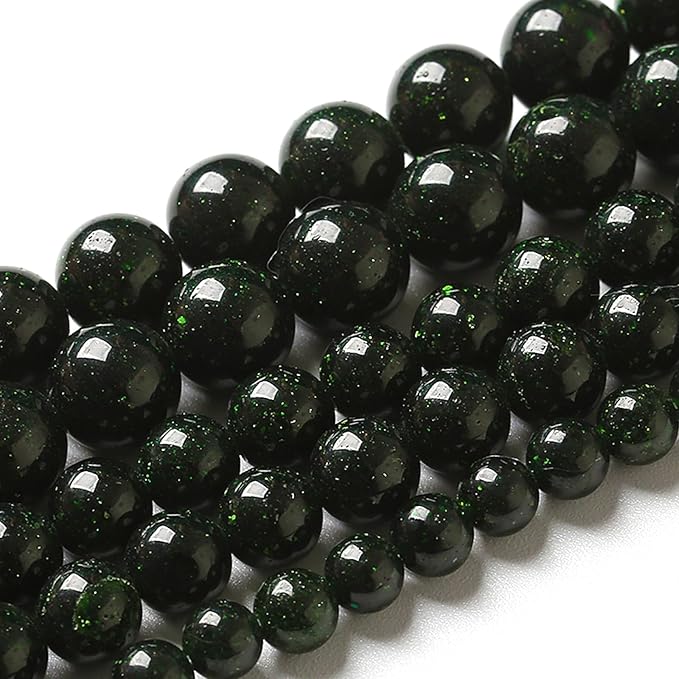 10MM 72pcs Natural Green Sandstone Energy Healing Beads Round Loose Beads for Jewelry Making Bracelet 2 Strands 32"
