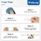 Wukong 8 Pack | 30x3cm(11.81 x 1.18) Magnetic Stainless White Boards Strips, Adhesive Backing Bulletin Bar Board, Memo Board with 32Pcs Colorful Magnets for Office, Home, Photo Wall, Documents