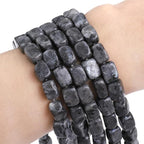 Natural Black Spectrolite Cuboid Stone Loose Semi Gemstone Beads for Jewelry Making 8mmx12mm 38cm/Strand