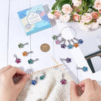 SUNNYCLUE 1 Box 16Pcs Knitting Stitch Markers Cute Pet Paw Dog Cat Paws Enamel Charms Lobster Clasp Charms Removable Locking Crochet Pendants for Sewing Weaving DIY Zipper Pull Decoration