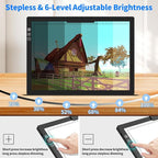 HIUKCOLED Rechargeable A4 Light Pad, Battery Powered Light Board with Carry Bag, Built-in Top Clip＆Stand, Stepless Dimmable＆6-Level Brightness Adjustable, Wireless LED Tracing Box for Weeing Vinyl