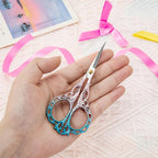 4.7-Inch Sharp Stainless Steel Sewing & Embroidery Scissors with Cover, Portable Travel Pouch, Pointed Tip for Craft Art Work, Crochet, Mini Scissors – Pink Blue