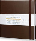 Moinchore Back to School Gifts Square Sketchbook 8 x 8 Inch Hardcover Art Sketch Book Drawing Papers 120 Pages, Mixed Media Journal Notebook with Elastic Closure Sketchbook for Drawing(Brown)