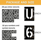 6 in Alphabet Number Stencils for Painting, 42 Pcs Reusable Letter Stencils for DIY Project Art Craft Spray Painting Templates Interlocking Stencil Kits for Wood Signs, Wall Art