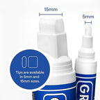 Grout Pen Light Grey Tile Paint Marker: Waterproof Grout Paint, Tile Grout Colorant and Sealer Pen - Light Grey, Wide 15mm Tip (20mL)