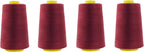 Mandala Crafts 4 Pack of Serger Threads Cones Spools - 20S/2 24000 Yards Polyester Maroon Threads for Sergers Machine and Overlock Quilting Sewing Machine