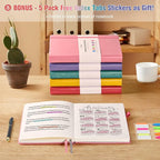 5 Pack Lined Notebook Journal for Women, 312 Numbered Pages Thick Notebooks Bulk, 100gsm No Bleed Paper Hardcover Leather Journal, College Ruled Notebook Set for Work Writing Travel, A5, Multicolor