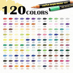 120 Colors Acrylic Paint Markers - 60 Dual Tip Brush Tip Acrylic Paint Markers Pens for Rock, Canvas, Ceramic, Wood, Glass, Paper - DIY Art Supplies for Artists, Kids, Adults, Holiday Decorations