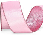 Ribbli Pink Velvet Wired Ribbon 2.5 Inch Velvet with Glitter Christmas Ribbon for Tree Decoration Big Bow Gift Wrapping Crafts Wreaths Supplies - 10 Yards