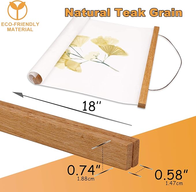 WITCOLOR Magnetic Poster Hanger Frame, Teak Magnet Poster Frame 18x24 18x12 18x18 for Posters,Paintings, Photos, Maps, Scrolls, Picture, Canvas Works and Art Prints(18")