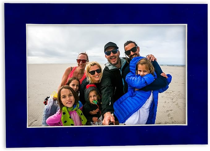 Poster Palooza 8x10 Mat Bevel Cut for 6x8 Photos - Acid Free Royal Blue Suede Precut Matboard - For Pictures, Photos, Framing - 4-ply Thickness