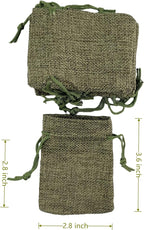 Palmhomee Pack of 25 Burlap Gift Bags with Drawstring Linen Jewelry Pouches Wedding Hessian Jute Bags for Birthday and Treat Pouches Party Wedding Favors Gift (2.8x3.6 Inch, Moss Green)