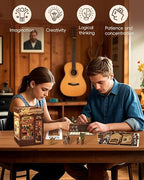 CUTEBEE Book Nook Kit - DIY Miniature House Dollhouse Kit for Adult and Teens, Booknook Bookshelf Decor Alley Model Build with LED Light, Gifts for Family and Friends (Memories Music Bookshop)