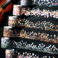 6 Rolls Holographic PET Tape Stickers for Journaling,Romantic Lights Series Glitter Washi Tape,Self-Adhesive Vintage Washi Tape Stickers,Decorative Tape for Scrapbook Photo Album Gift Wrap DIY Crafts