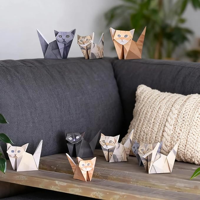 DIY Origami Paper Cats - 50 Sheets DIY Origami Paper to Fold Cute Cat Figures, Fun Craft Activity for Adults & Kids, Desk Decoration & Gift for Cat Lovers（cat）