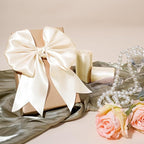 LaRibbons Nude Satin Ribbon 4 Inch 10 Yards Double Faced Luxury Nude Silk Ribbon for Gift Wrapping Flower Bouquets Bow Christmas Wedding Party Decoration