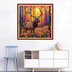 Joyhoor Cross Stitch Kits for Beginners Stamped Cross-Stitch Supplies Needlework preprint Embroidery Kits for Adults DIY Needlepoint Kits Embroidery Patterns 11CT-Deer Landscape 18x18 inchs