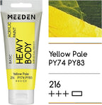 MEEDEN Acrylic Paint Yellow Pale: Bundled with Titanium White Color - 100ml/3.38oz x2 Bulk Heavy Body Acrylic Paint Tubes for Art Craft Painting