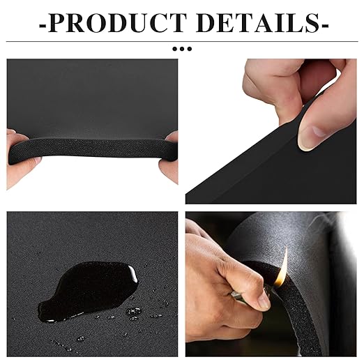Adhesive Foam Roll Neoprene Sponge Foam Sheet Roll Closed Cell Insulation Closed Cell Foam Sheet Soundproof Foam Padding (Black, 12x59x1/8 Inches)