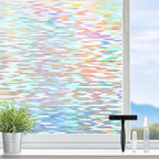 rabbitgoo Window Privacy Film with Installation Tools, Stained Glass Window Film Rainbow Prism Decorative Glass Clings for Home Decor, Static Cling Covering Sun Blocking, 35.4" x 78.7"
