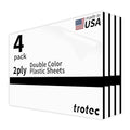 Trotec TroLase | 12"x20"x1/8", 4 Pcs | White/Black | 2 Ply | Modified Acrylic | Laser Engraving Double Color Plastic Sheet | Engraving Blanks for Laser, Saw, Guillotine | Made in USA