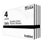 Trotec TroLase | 12"x20"x1/8", 4 Pcs | White/Black | 2 Ply | Modified Acrylic | Laser Engraving Double Color Plastic Sheet | Engraving Blanks for Laser, Saw, Guillotine | Made in USA
