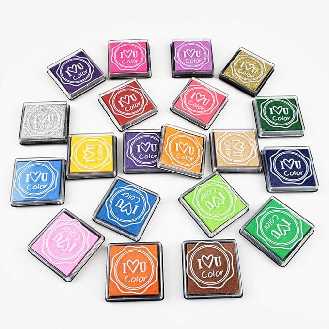 Washable Ink Pads for Kids Rubber Stamps, 20 Colors Stamp Ink Pads, Fingerprint Crafts Stamp Pad for Kids, Paper, Scrapbooking, Wood Fabric