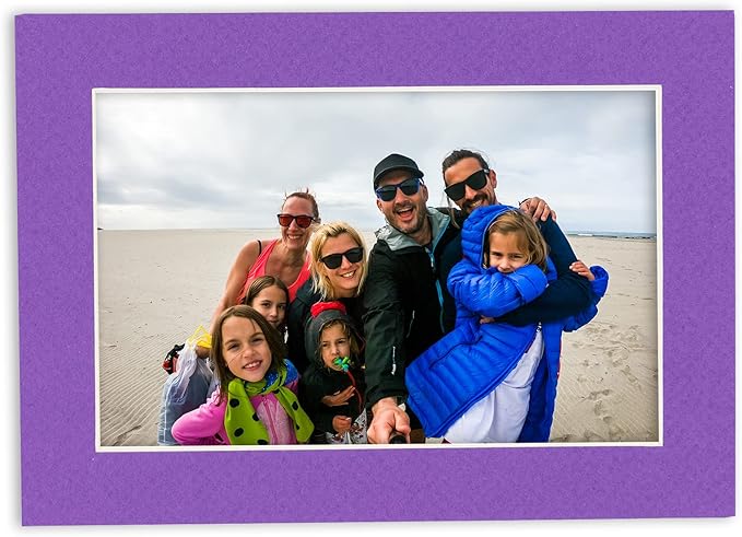 5x7 Mat for 8.5x11 Frame - Precut Mat Board Acid-Free Show Kit with Backing Board, and Clear Bags Purple 5x7 Photo Matte Made to Fit a 8.5x11 Picture Frame Matboard for Framing, Pack of 1 Mat