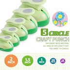 UCEC Circle Punch Craft Hole Punch for Paper Crafting, 5 Different Size Circle Cutters Hole Punches for Paper Crafts, Cardstock, Gift Wrapping, Cards, Scrapbooks 3/8 5/8 1 1.5 2 Inch Round Puncher Set