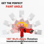 Multi Angle Paint Brush Extender V2, Long Handle Paint Brush, Extension Pole Attachments for Paint Roller, Paint Edger Tool for High Ceilings, Corner Painting Tools for Paint Extension Pole (Red)