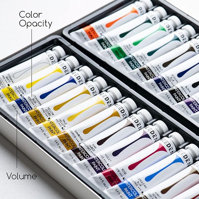 MEEDEN Watercolor Paint Tubes Set - 24 x 12ml/0.4oz Water Color Paints for Students Beginners