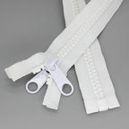 Leekayer 1PCS #10 96 Inch Heavy Duty Zipper for Sewing Separating Large Plastic Zippers White Tape with Double Pull Tab Slider, Sleeping Bag, Boat, Canvas, Cover, Trampoline, Dog Bed,Tent zipper 243cm