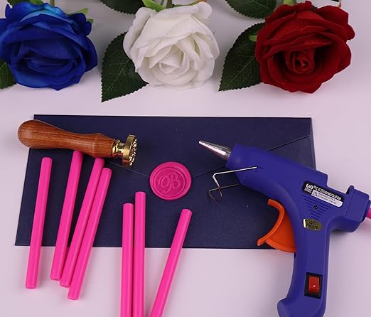 30 Pieces 7mm Sealing Wax Sticks for Glue Gun,PORXFLY Mini Wax Seal Sticks Great for Seals Stamp,Cards Envelopes,Wedding Invitations,Gift Wrapping,Wine Packages (Rose Red)