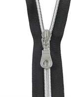 Leekayer #5 Silver Metallic Nylon Coil Zippers by The Yard Bulk 10 Yards Black Tape with 25pcs Silver Sliders for DIY Sewing Tailor Craft Bag(Black)