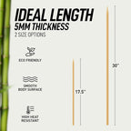 Zulay 120 Pack Bamboo Wooden Skewers - 17.5" Marshmallow Roasting Sticks & Barbeque Skewers For Campfire - Authentic Bamboo Sticks & Smores Sticks For Grilling Hotdogs, Kabobs, BBQ, & More
