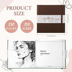 Moinchore Back to School Gifts Square Sketchbook 8 x 8 Inch Hardcover Art Sketch Book Drawing Papers 120 Pages, Mixed Media Journal Notebook with Elastic Closure Sketchbook for Drawing(Brown)