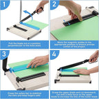 Paper Cutter, Paper Slicer with Safety Guard and Blade Lock, 12" Cut Length Guillotine Paper Cutter with 16 Sheet Capacity, Paper Cutters and Trimmers for Cardstock Cardboard (White)