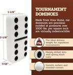 Alex Cramer Le Club Luxury Domino Set with Handcrafted Walnut Case and Cribbage/Counter Top - Tournament Quality 28 Indestructible (Domino Set with Personalized Brass Plate)