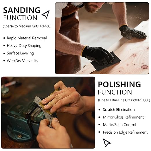 1500 Grit Sandpaper, 9 x 11 Inch Wet Dry Sand Paper Hand Abrasive Sanding Sheets for Wood Metal Automotive Sanding and Polishing, Fine - 10 Sheets