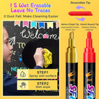 SFAIH 8 Vibrant Liquid Chalk Markers Erasable - Chalk Pens for Blackboard, Calendar, Windows, Glass, Bistro, Stores, Signs, Zero Dust, Non-Toxic, 4.5mm Reversible Tip, With Highlighter Color Markers