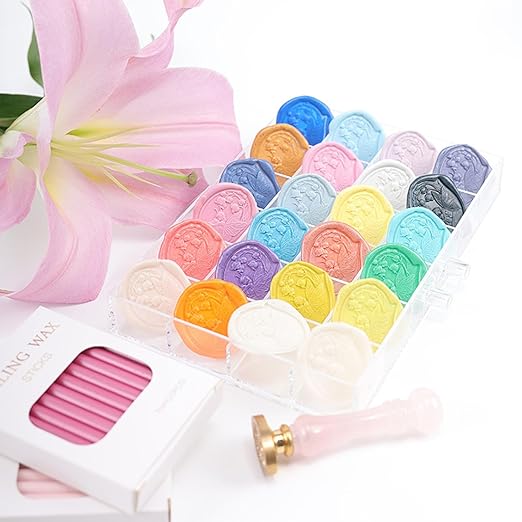 Dust Blue Wax Seal Sticks, ONWINPOR 20pcs Glue Gun Wax Sealing Sticks for Wax Seal Stamp, Wedding Invitations, Envelope Letter Sealing (20, Dusty Blue)