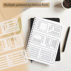 9 Pack Handmade Flexible Planner Stencils, Reusable Templates for Journals, Calendars & Daily Planning, Checklists, Lines & Boxes, Compatible with Rings, Discs, Coils